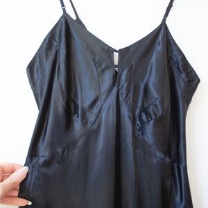 1940s vintage black satin slip dress